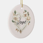 Romantische Blush Rozen Veren Hart Liefde Keramisch Ornament (Rechts)