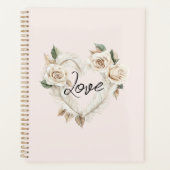 Romantische Blush Rozen Veren Hart Liefde Planner (Voorkant)