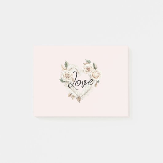 Romantische Blush Rozen Veren Hart Liefde Post-it® Notes (Voorkant)
