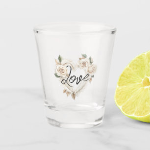 Romantische Blush Rozen Veren Hart Liefde Shot Glas