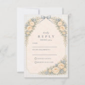 Romantische Blush Rozenboog Bruiloft RSVP Kaartje (Voorkant)