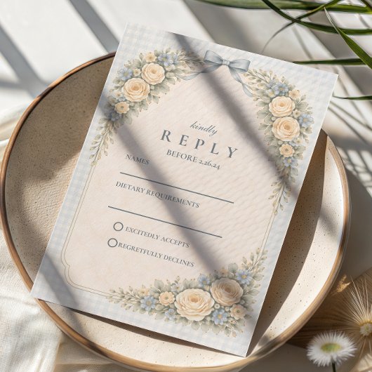 Romantische Blush Rozenboog Bruiloft RSVP Kaartje