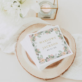 Romantische Blush Sage Bloemige Monogram Bruiloft Servet