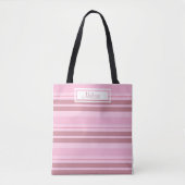Romantische Blush Soft Monochromatische roze strip Tote Bag (Voorkant)