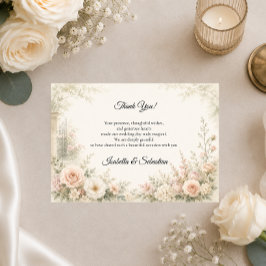 Romantische Blush Tuin Sereniteit Bruiloft Bedankkaart