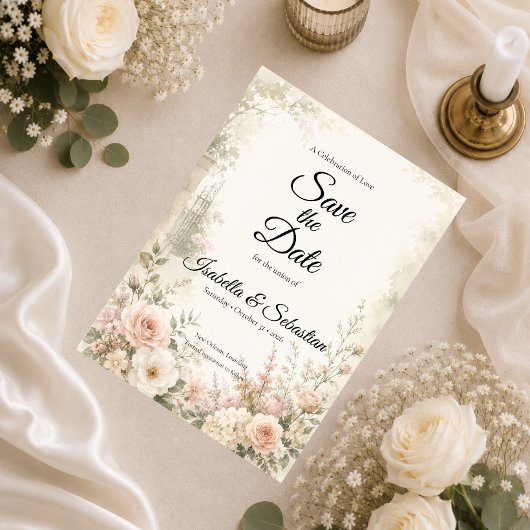 Romantische Blush Tuin Sereniteit Bruiloft Save The Date