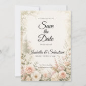Romantische Blush Tuin Sereniteit Bruiloft Save The Date (Voorkant)