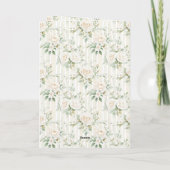 Romantische Blush White Rose Bloemen Stripes Trouw Kaart (Achterkant)