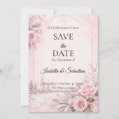 Romantische Blush Winterhuwelijk Save The Date (Voorkant)