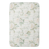 Romantische Blush Witte Rozen Bloem Strepen Badmat (Voorkant Verticaal)