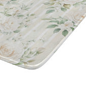 Romantische Blush Witte Rozen Bloem Strepen   Snijplank (Hoek)