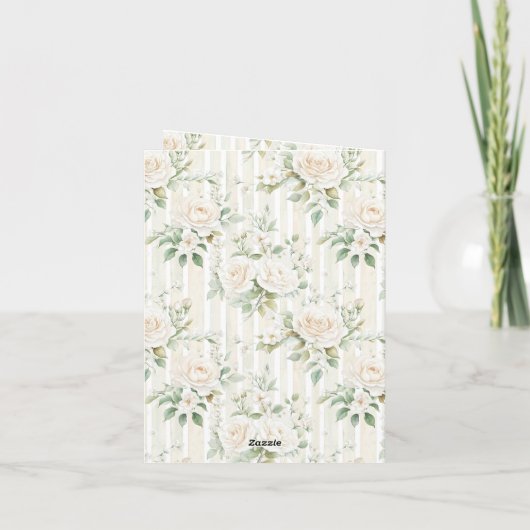 Romantische Blush Witte Rozen Bloemen Dank u Kaart (Achterkant)