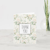 Romantische Blush Witte Rozen Bloemen Dank u Kaart (Voorkant)