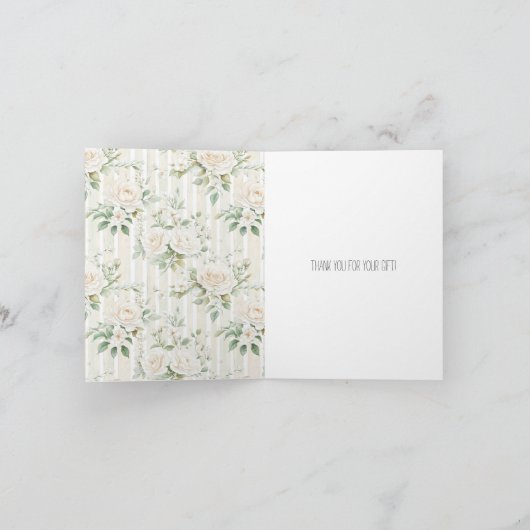 Romantische Blush Witte Rozen Bloemen Dank u Kaart (Binnen)