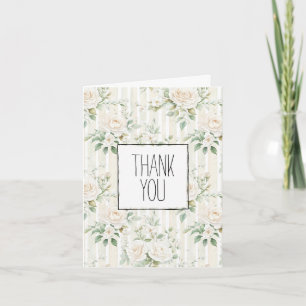 Romantische Blush Witte Rozen Bloemen Dank u Kaart