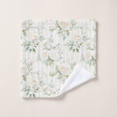Romantische Blush Witte Rozen Bloemen Strepen Bad Handdoek (Wasdoekje)