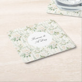 Romantische Blush Witte Rozen Bloemen Strepen Huwe Kartonnen Onderzetters (Schuin)