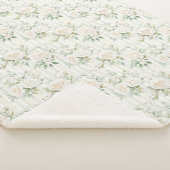 Romantische Blush Witte Rozen Bloemige Strepen   Sherpa Deken (3/4)