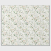 Romantische Blush Witte Rozen Bloemrijke Strepen T Cadeaupapier (Vlak)