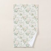 Romantische Blush Witte Rozen Bloemstrepen Bad Handdoek (Handdoek)