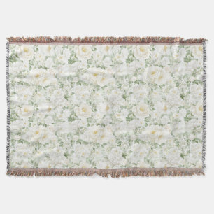 Romantische Blush Witte Rozen Bloemstrepen  Deken
