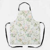 Romantische Blush Witte Rozen Bloemstrepen   Schort (Voorkant)