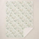 Romantische Blush Witte Rozen Bloemstrepen   Sherpa Deken (Voorkant)