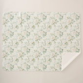 Romantische Blush Witte Rozen Bloemstrepen   Sherpa Deken (Voorkant (horizontaal))