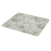 Romantische Blush Witte Rozen Bloemstrepen Snijplank (Hoek)