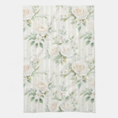 Romantische Blush Witte Rozen Bloemstrepen   Theedoek (Verticaal)