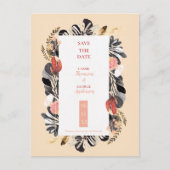 Romantische Blush Zwarte Bloem Bruiloft Save the D Briefkaart (Voorkant)
