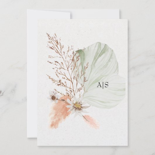 Romantische Boheemse Bloemige Bruiloft Kaart (Achterkant)