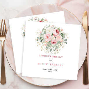 Romantische Boheemse Blush Roze Gouden Trouwservet Servet