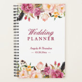 Romantische Boheemse Boho Floral Feather Wedding Planner (Voorkant)