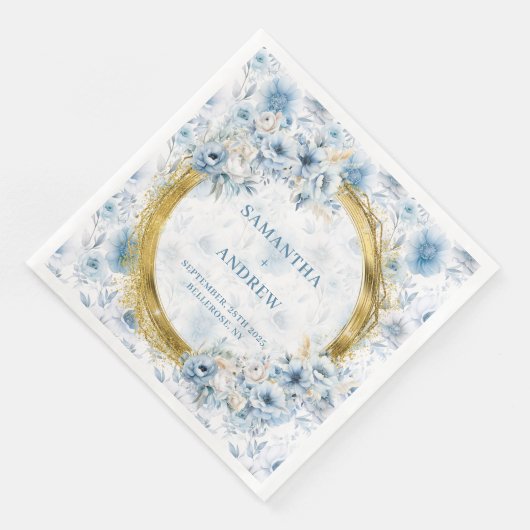 Romantische Boheemse Dusty Blue Gold Accent Weddin Servet (Hoek)