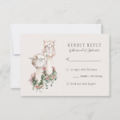 Romantische Boheemse Llama bruiloft RSVP Reageer (Voorkant)