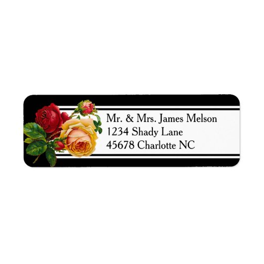 Romantische Boheemse  Rozen Adres Etiket (Voorkant)