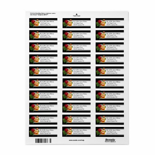 Romantische Boheemse  Rozen Adres Etiket (Full Sheet)