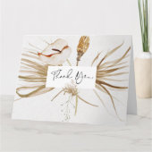 Romantische Bohemen en Pampas Grass Wedding Bedankkaart (Voorkant)