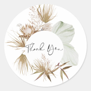Romantische Bohemen en Pampas Grass Wedding Ronde Sticker