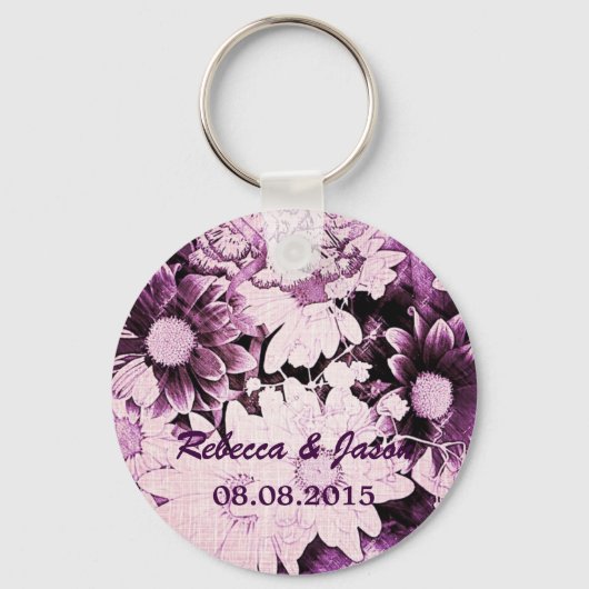 romantische bohemen paarse daisy bruiloft sleutelhanger (Voorkant)