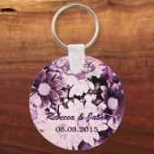 romantische bohemen paarse daisy bruiloft sleutelhanger (Voorkant)