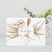 Romantische Bohemian en Pampas Grass Bruiloft Dank Bedankkaart (Staand voorkant)