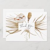 Romantische Bohemian en Pampas Grass Bruiloft Dank Bedankkaart (Voorkant / Achterkant)