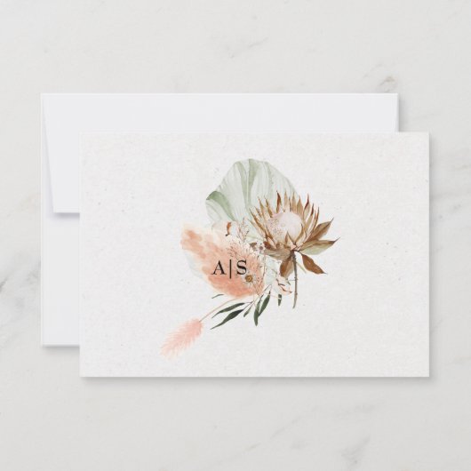 Romantische Bohemian met pampasgras RSVP Kaartje (Achterkant)