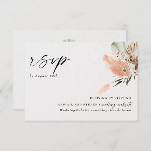 Romantische Bohemian met pampasgras RSVP Kaartje (Voorkant / Achterkant)