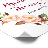 Romantische Boho Bloemenkrans Bruidsfeest Sign Poster (Hoek)
