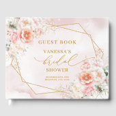 Romantische Boho Blush Gold Glitter Vrijgezellenfe Gastenboek (Voorkant)