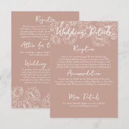Romantische Boho Blush Roze Bloemen Trouwdetails Informatiekaartje