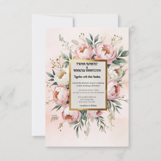 Romantische Boho Blush Roze Ivoor Huwelijk Save The Date (Voorkant)